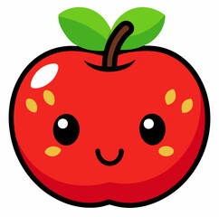 Apple character with funny face. Happy cute cartoon red and yellow apple vector illustration. Healthy vegetarian food kids character stock illustration