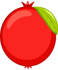 Shiny Red Leaf Fruit Healthy Juice Pomegranate with Leaf






