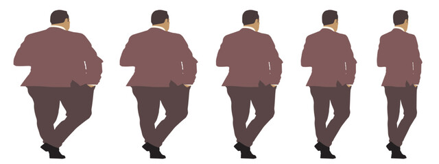 Conceptual fat overweight obese man vs slim fit healthy body after weight loss or diet, white background banner. A  fitness, nutrition or obesity, health care shape illustration vector as silhouettes