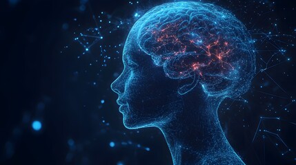 Augmented reality integrated with an AI-enhanced brain, robotic AI brain components, holographic interface, neural pathways illuminated, futuristic vision