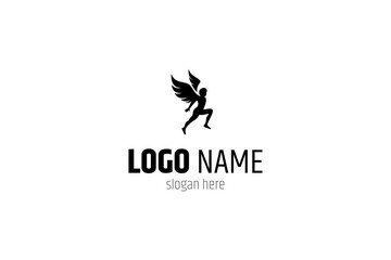 angel man logo with flat design style