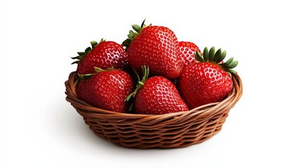Sweet Summer Strawberries in a Brown Basket 