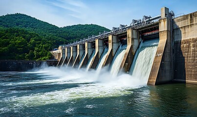Water Flowing Over a Dam