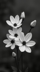 Fototapeta premium Black and White Macro Photography of Cosmos bipinnatus