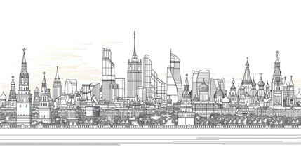 Fototapeta premium astarte.ai: Continuous Line Art of Skyline City 