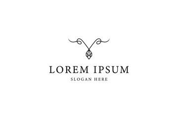 diamond necklace logo with in flat design style