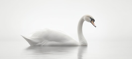 Obraz premium A graceful swan floating serenely on a white background