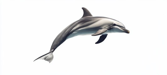 Obraz premium A sleek dolphin leaping gracefully through against a white background