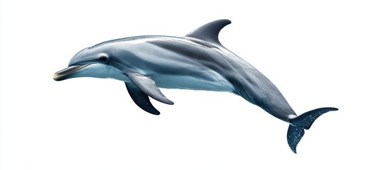 Obraz premium A sleek dolphin leaping gracefully through against a white background