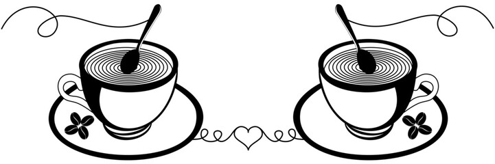 Line art background with illustration coffee cup