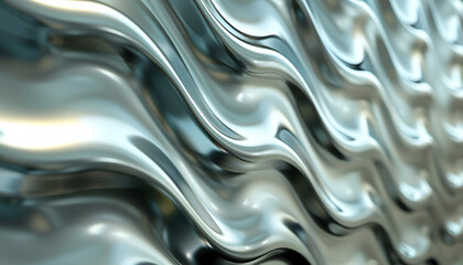 Fototapeta premium Abstract close-up of wavy metallic texture, showcasing fluid lines and reflective surfaces with a modern aesthetic.