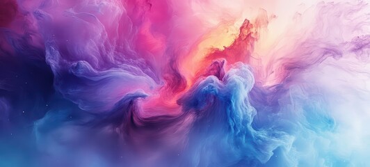 Obraz premium An abstract depiction of a colorful nebula with swirling purples, blues, and pinks