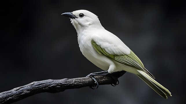Bare-throated Bellbird Perched on a Branch on a Black Background, Photo Realistic, Wallpaper, Cover and Screen for Smartphone, PC, Laptop, 9:16 and 16:9 Format
