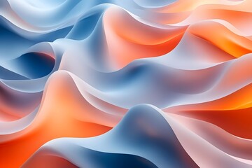 Obraz premium Abstract background with soft, flowing waves in shades of blue and orange, creating a visually captivating and modern design.