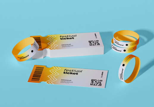 Tickets and Wristbands Branding Mockup