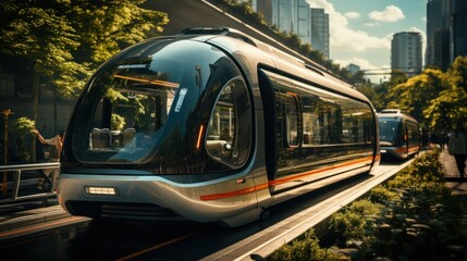 Fototapeta premium Modern Train in City