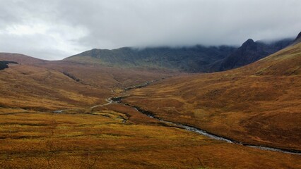 landscape in the mountains, isle of skye, fairy falls 