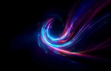 Naklejka premium Abstract glowing lines in blue, pink and purple swirl against a dark background.