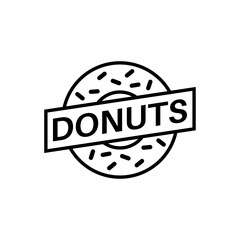 Donuts logo vector illustration template hand draw black and white