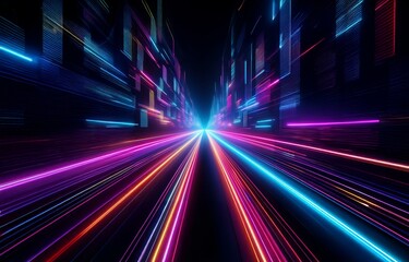 Obraz premium A dark background with a glowing, futuristic street.