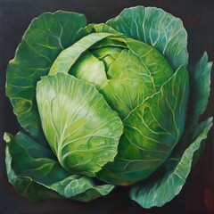 Obraz premium Cabbage: A vibrant green cabbage head.
