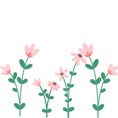 A cute pink flower painting, drawn by hand, used as an illustration, pattern, or sticker.