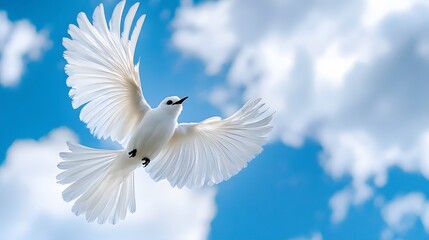 Obraz premium Bare-throated Bellbird Flying in Nature under Blue Sky, Photo Realistic, Wallpaper, Cover and Screen for Smartphone, PC, Laptop, 9:16 and 16:9 Format