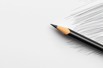 Continuous line drawing of a pencil, elegant simplicity, artistic expression, minimalist design, monochrome aesthetics, fluid contours