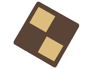 シンプルな二色スクエアチョコクッキーのアイコンイラスト素材