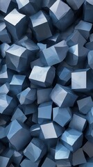 cluster of blue crystalline cubes, geometric