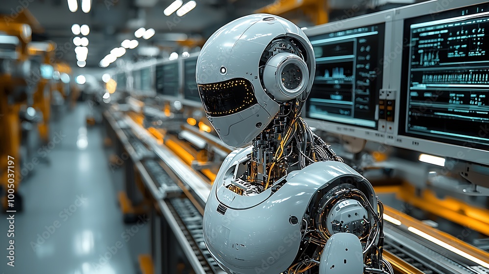 Leinwandbilder art robotic production line, a gleaming tableau of industry and precision. : generative ai