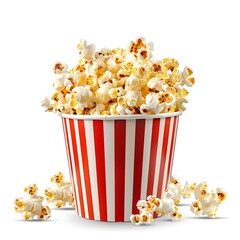 Bucket with tasty popcorn isolated on white background