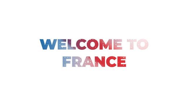 Welcome to France Text Animation with French Flag Gradient