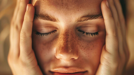 Fototapeta premium A guide to recognizing calm expressions, focusing on the peacefulness conveyed through facial muscles.