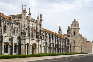 Naklejka premium View of Jeronimos Monastery near the Tagus river in Belém district of Lisbon, Portugal