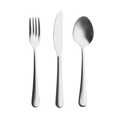 A set of silverware consisting of a fork, knife, and spoon