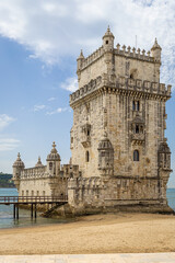 Fototapeta premium The Belem Tower or the Tower of Saint Vincent, the gateway to Lisbon, Portugal