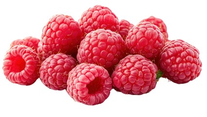 A bunch of red raspberries are piled on top of each other