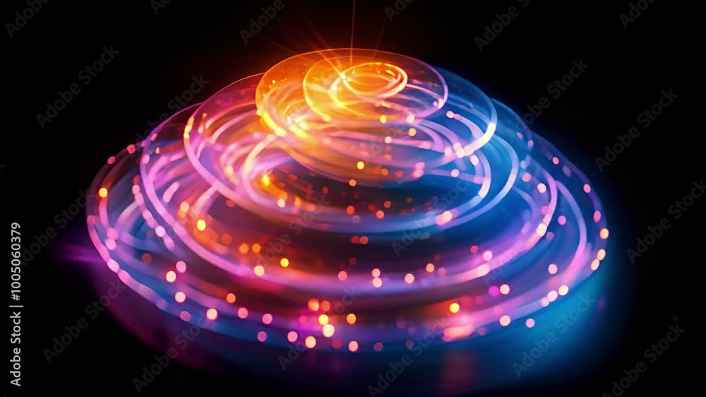 Aufkleber a vibrant display of swirling light trails in a dark setting.