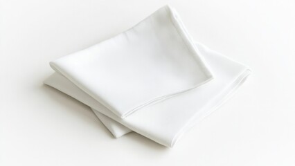 Two white napkins are stacked on top of each other
