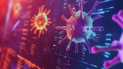 Obraz premium Advanced visualization of viral structure a detailed 3d image of corona virus on computer screen display 