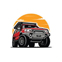 Offroad overland vehicle vector art illustration. Best for outdoor automotive tshirt design © bonky