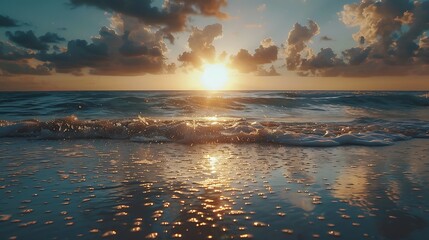 Obraz premium Beautiful seascape. Sunset over the sea.