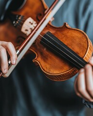 Musician Playing Violin with Intense Focus