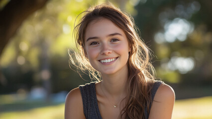 Obraz premium A beautiful Australian female college student, smiling