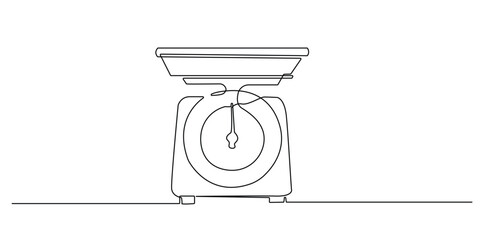 continuous line of food scale.drawing of one line of food scale.single line vector illustration. isolated white background