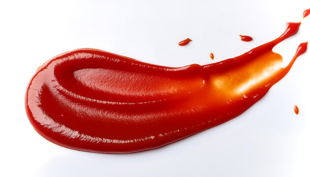 Smear of tomato sauce falling on a white surface, with close-up details on texture and color