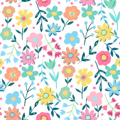 Flower leaf garden seamless pattern illustration.