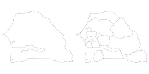 Senegal map. Map of Senegal in white set