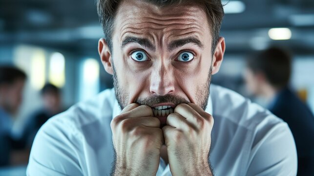 Troubled Businessman Expressing Stress and Anxiety on Face